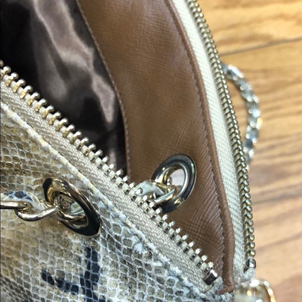 DKNY Large Python Print Leather Crossbody - Picture 11 of 14